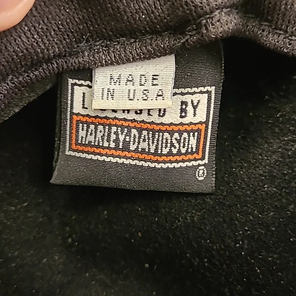 HARLEY DAVIDSON Black Leather Motorcycle Moto Captains Mens Hat Cap‎ VTG RARE